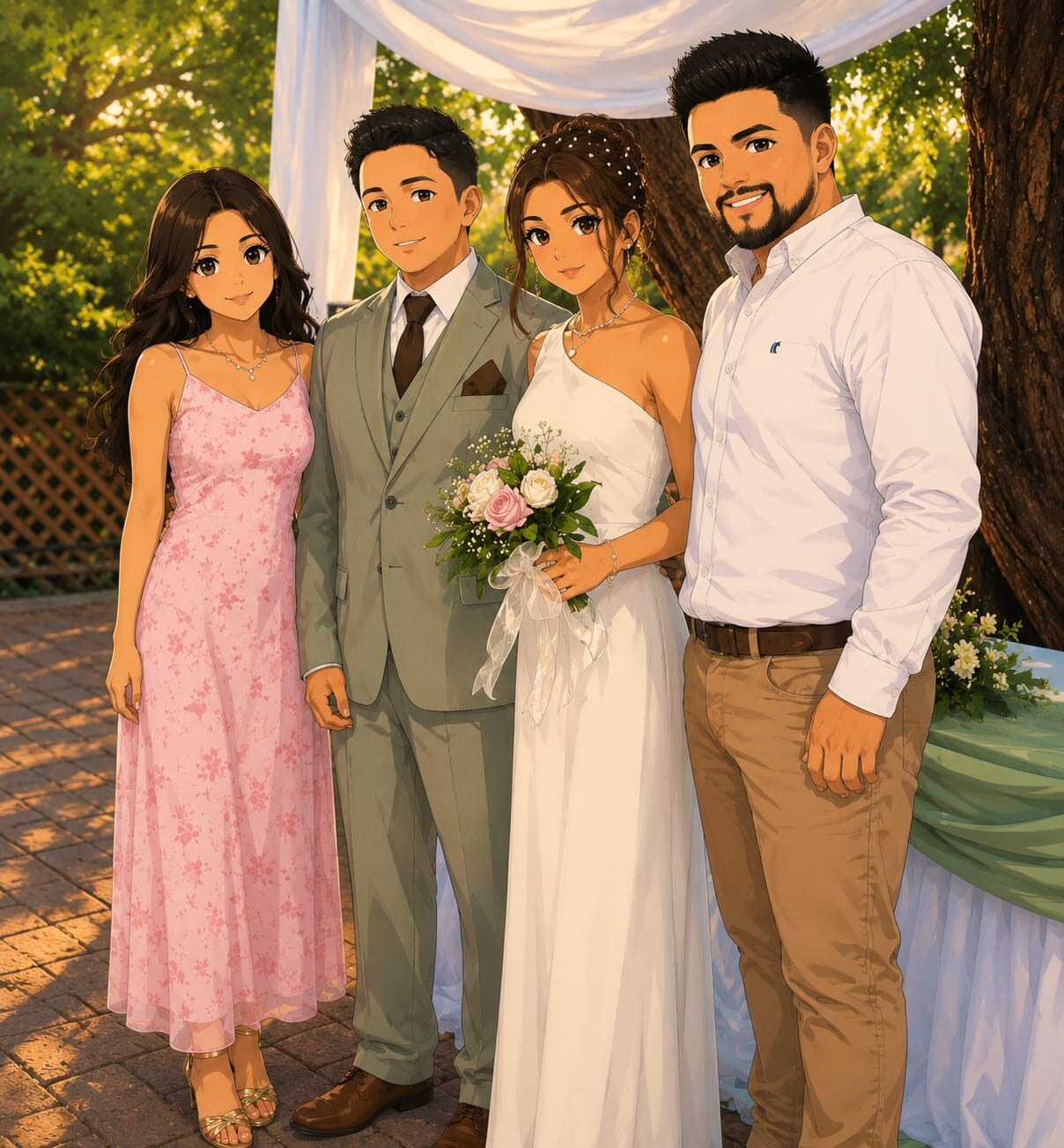 Brenda y Edgar posando junto a dos personas importantes para ellos