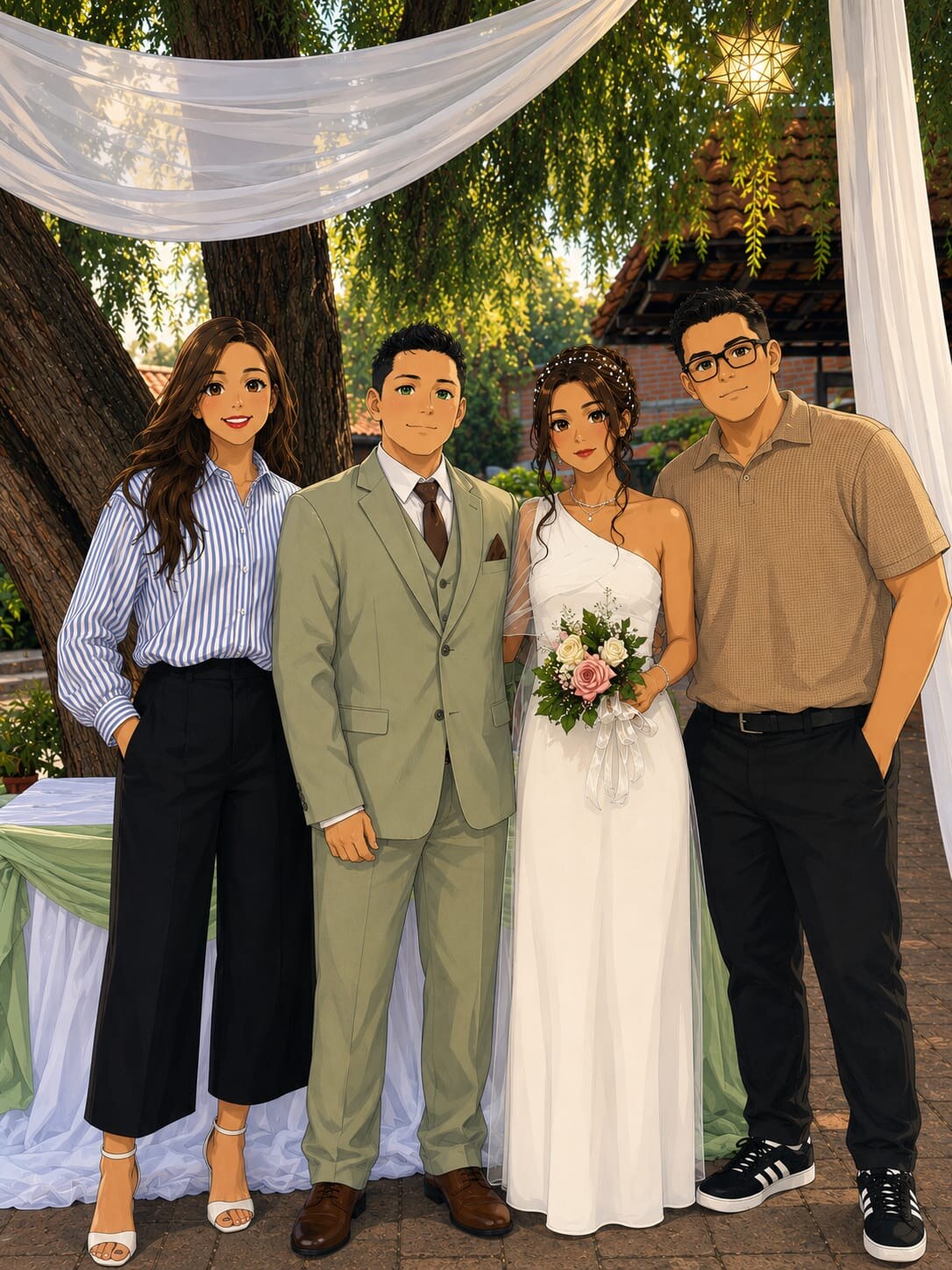Brenda y Edgar acompañados por una pareja de invitados